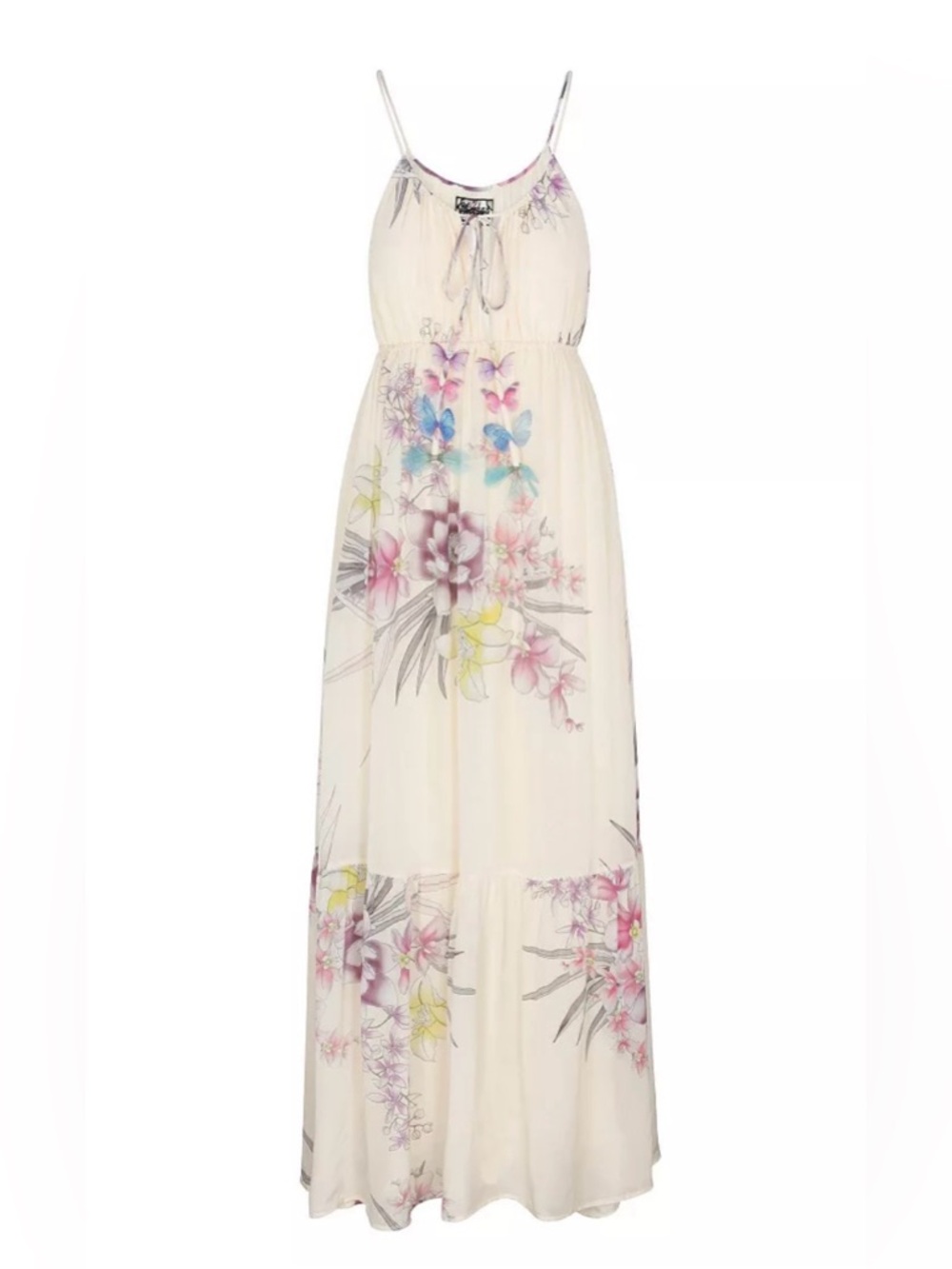 Megan Fabulous Sheer Butterfly Accent Scarf with Blue & Pink Butterflies- XS/ S